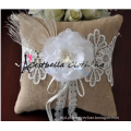 Casamento de elegância de moda Almofada de aluguel de anel branco com rendas de bordado Casamento de noiva de flores favorita decoração